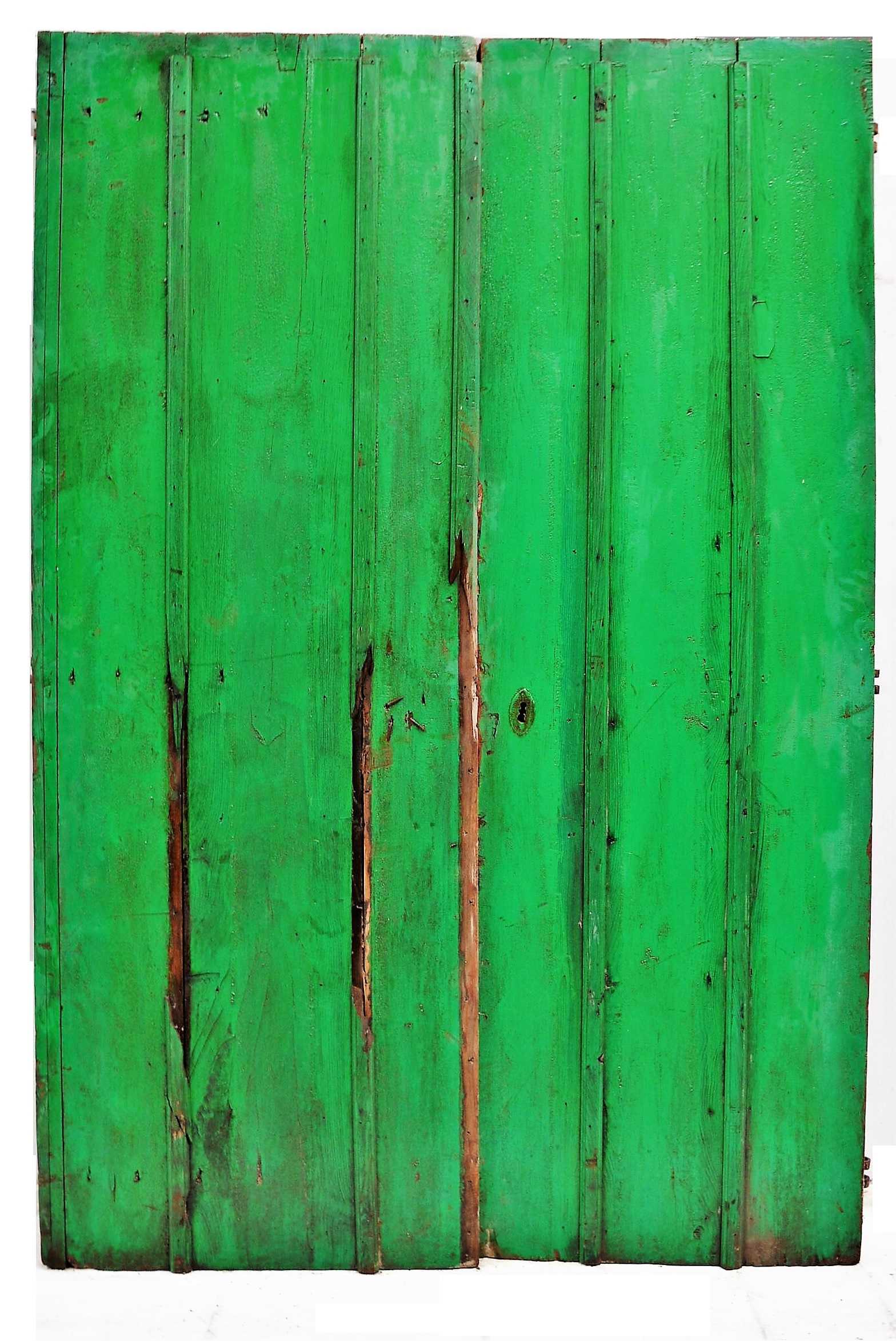 PORTON DE MADERA VERDE DOBLE