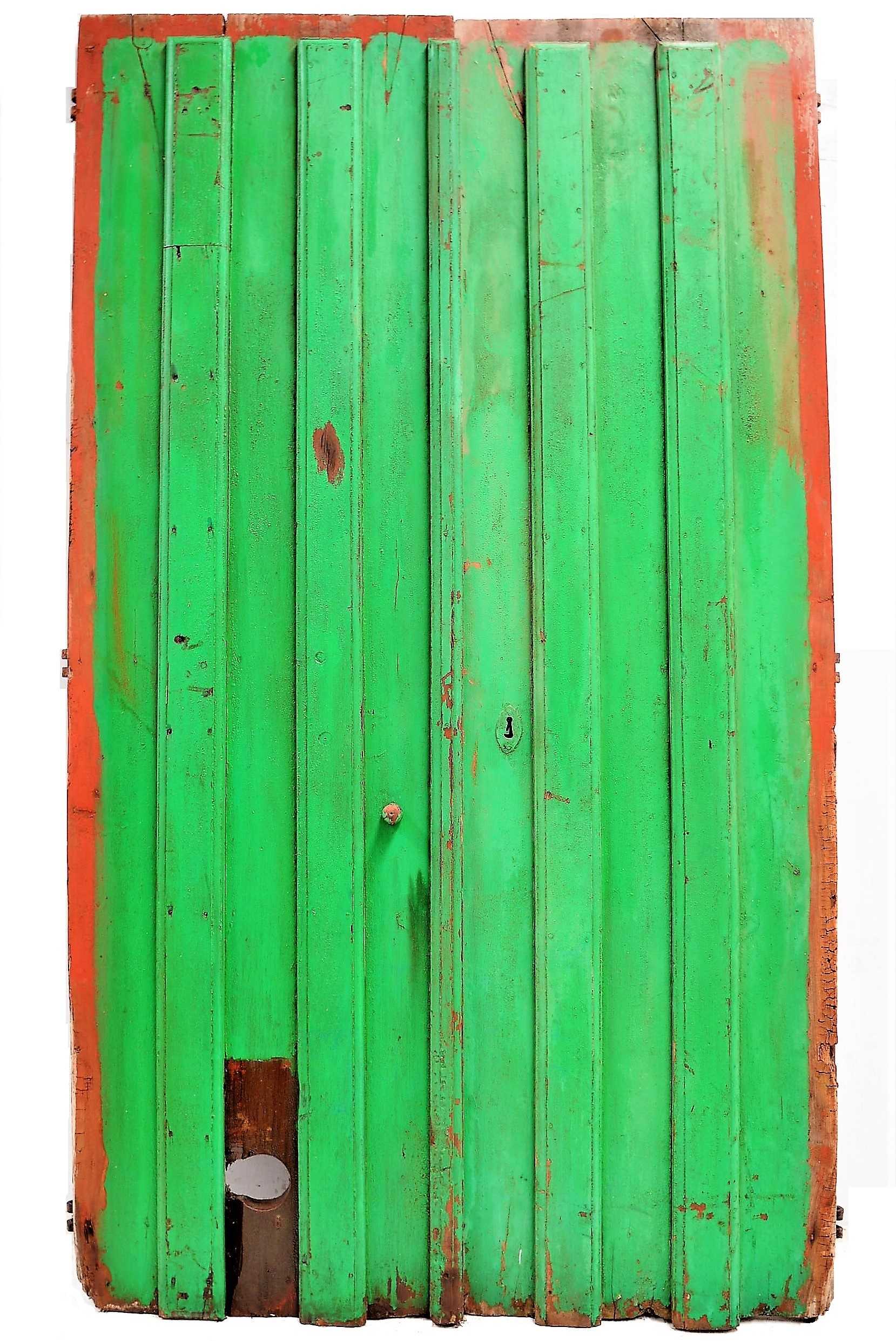 PORTON DE MADERA VERDE DOBLE